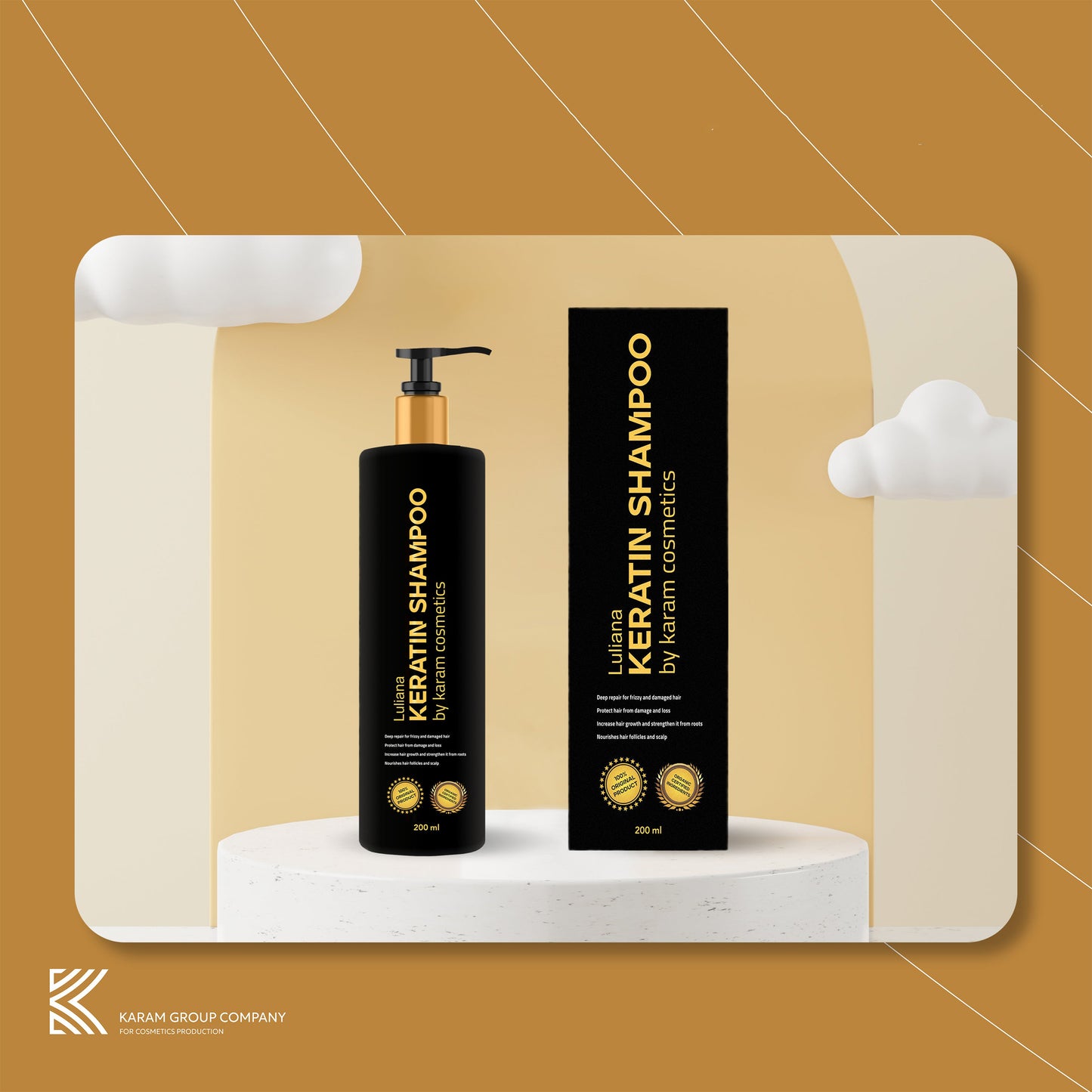 Keratin seti Luliana (Keratin Şampuan 200 Ml  +  Keratin Saç Bakım Sütü 200 ml) - Luliana